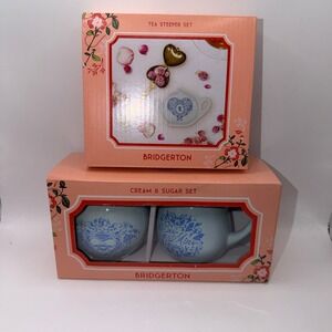 Bridgerton Tea Steeper and Cream & Sugar Set Regencycore Shabby Chic Tea Party